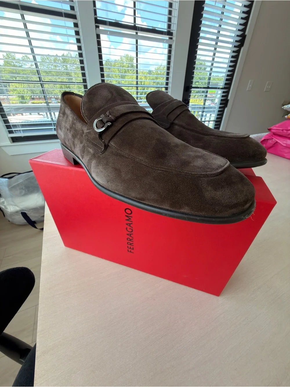 Salvatore Ferragamo Dark Brown Suede Bit Loafers - Size 9.5 EE